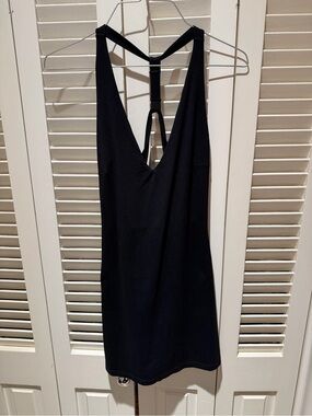 Susana Monaco Black Backless Mini halter Dress with T-Back Detail
